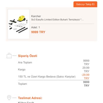 Karcher Satıcısı Siparişimi İptal Etti