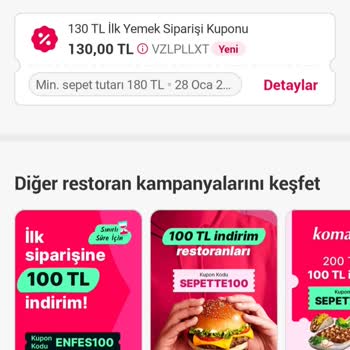 Yemeksepeti İndirim Kuponu Hatası