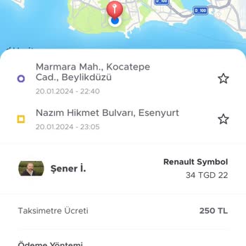 BiTaksi Sürücüsü Uygulamada Gösteren Paranın Fazlasını Talep Etmiştir