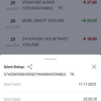 Vodafone Pay 11.11 Kampanyası Ödülünü Hesabıma Yüklemedi