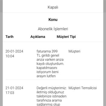 Millenicom Arıza Kaydına 400 TL