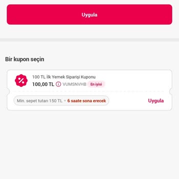 Yemeksepeti Kupon Sorununu Çözmenizi İstiyorum