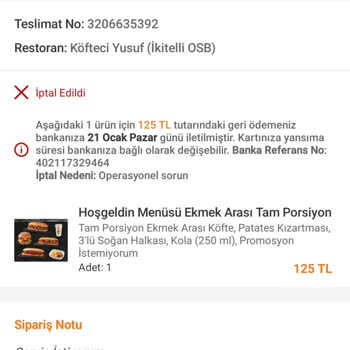 Köfteci Yusuf'un Sipariş İptali