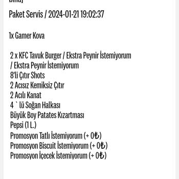 KFC Siparişim İptal Edildi