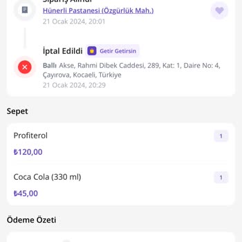 Getir Siparişimi Teslimat Sorunu,