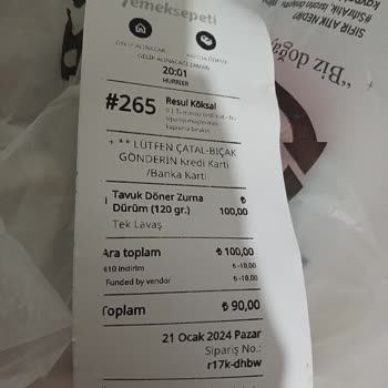 Öncü Döner Sipariş Deneyimim Ve Beklentilerimin Karşılanmaması