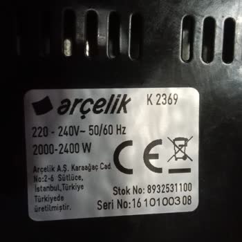 Arçelik K2369 Makine Izgarası Yok