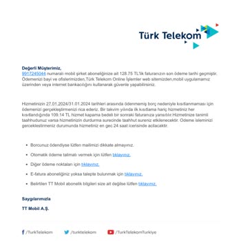 Türk Telekom Usulsüz Mail Kullanımı