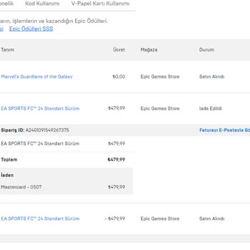 Epic Games Epicgames Geri İade Paramı Vermiyor