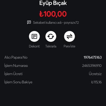 Sekabet Paramı Geri Gönder