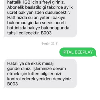 Vodafone Tarafından Haberim Olmadan Beeplay Aboneliği Yapıldı.