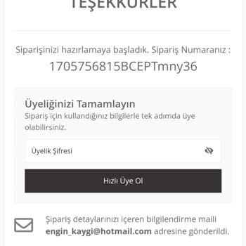 Akakçe Sipariş Maili Mi