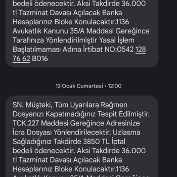 HINTELHB (SMS) Hintelhb Şikayet Var Tehdit İçermektedir
