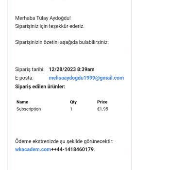 Wkacadem.com İzinsiz Kart İşlemi Mağduriyeti!