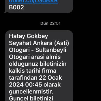 Obilet 1 Saat 15 Dakika Erken Otobüs
