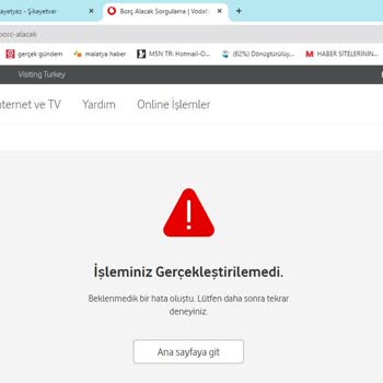 Vodafone'dan Alacak Ekranı Çalışmıyor