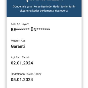 AGT Kurye (aynigunteslim.com) Garanti Kartım 17 Gün Gecikti Ve İletişim Yok