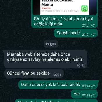 Motosikletaksesuarlari.com Motorsikletekipman.com Asilsiz Fiyat Ve Sonrası Değişiklik