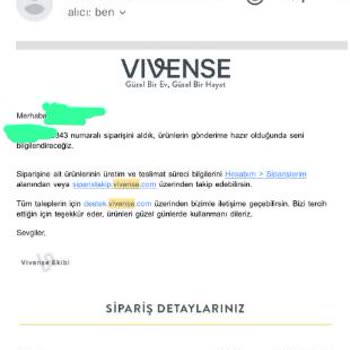 Vivense Sipariş Hayal Kırıklığı