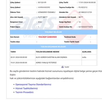 Aras Kargo Harmandere Şubesi Kargo Şubesi