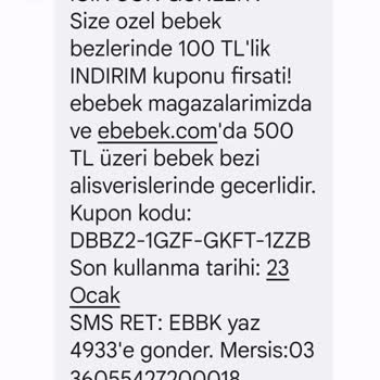 Ebebek Firması Yanıltıcı İndirim Mesaj Gönderiyor