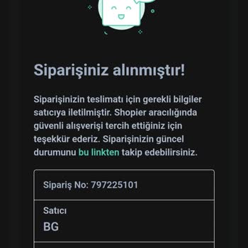 Shopier Adı Altında BG1 Yapılan Alışverişin İadesini Talep Ediyorum