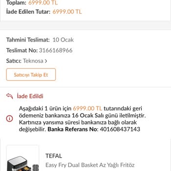 Teknosa Siparişimde Yaşanan Sorunların Çözülmesini İstiyorum