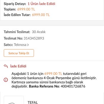 Teknosa Siparişimde Yaşanan Sorunların Çözülmesini İstiyorum