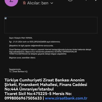 Ziraat Bankası Fraud Mobil Blokesi