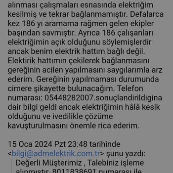 Adm Elektrik İle İlgili Şikayet