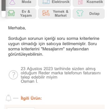 Trendyol Fatura Talebime Geri Dönmüyor