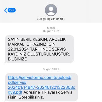 Arçelik Servis Hizmeti Sorunu