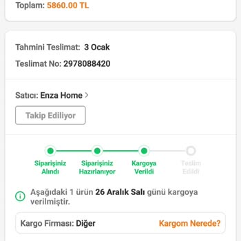 Enza Home Gelmeyen Ürün Ve Yetersiz Firma