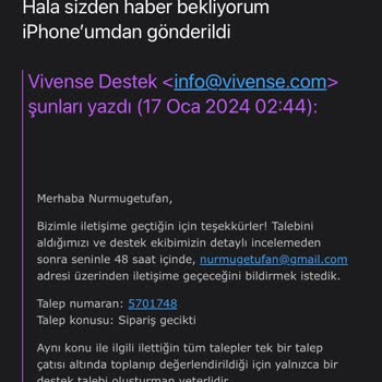 Vivense Ürün Teslimatımı Yapmıyor