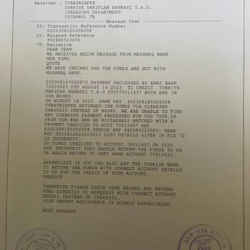 VakıfBank Yurt Dışından Gelen Paranın Yanlış Bankaya İade Edilmesi
