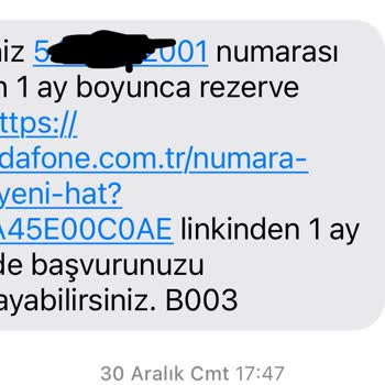 Vodafone Rezerve Edilen Numara