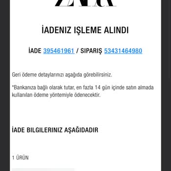 Zara'dan Aldığım Ürün Kısa Sürede Bozuldu