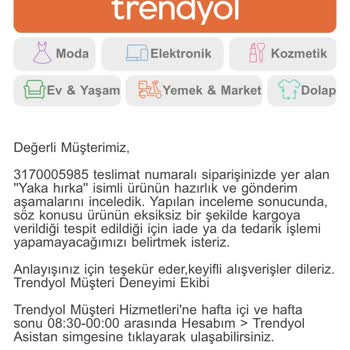 Trendyol Express Trendyol Oysho'nun Eksik Yolladığı Siparişim İçin Destek Olmuyor