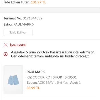 Trendyol Sebepsiz Ürün İptali