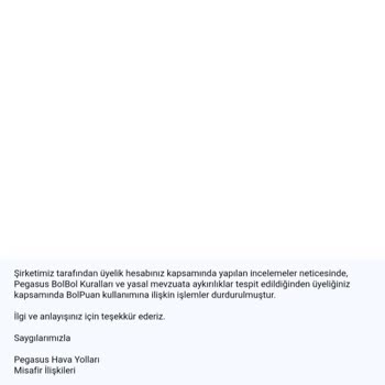 Pegasus Bol Bol Puan Üyeliğim