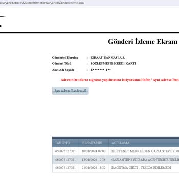 Kuryenet Gönderi Takibi Ve Sorumsuzluğu