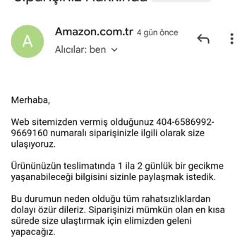 Amazon Stokta Olmayan Ürünün Gecikmesi Üzerine Şikayet