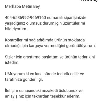 Amazon Stokta Olmayan Ürünün Gecikmesi Üzerine Şikayet