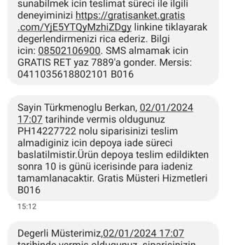 Gratis İndirimde Ürün Satıp Müşteriye Teslim Etmiyor
