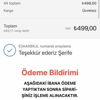 Bianca Butik - Vanilin Design 500 TL Ödeme Yaptım Ama Kargom Gönderilmedi!