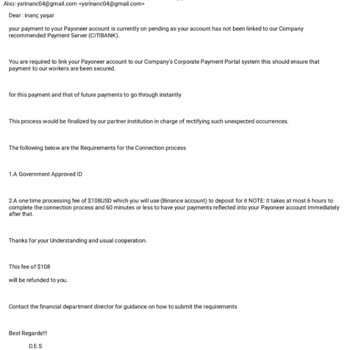 Payoneer Hesabımın Citibank Bankasının Bağlanması Gerektiğini Bildirme