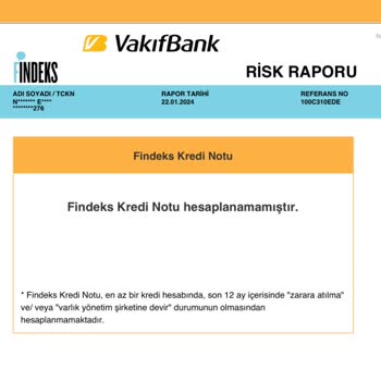 Findeks Acil Dönüş Lütfen