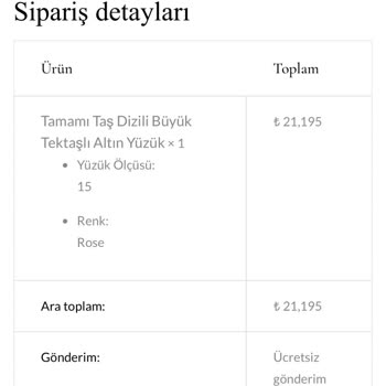 Logos Kuyumculuk Siparişle İlgili Sorum