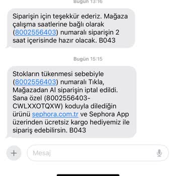 Sephora Siparişimi İptal Etti
