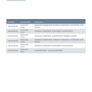 Kuryenet Kargo Kargoyu Getirmiyor